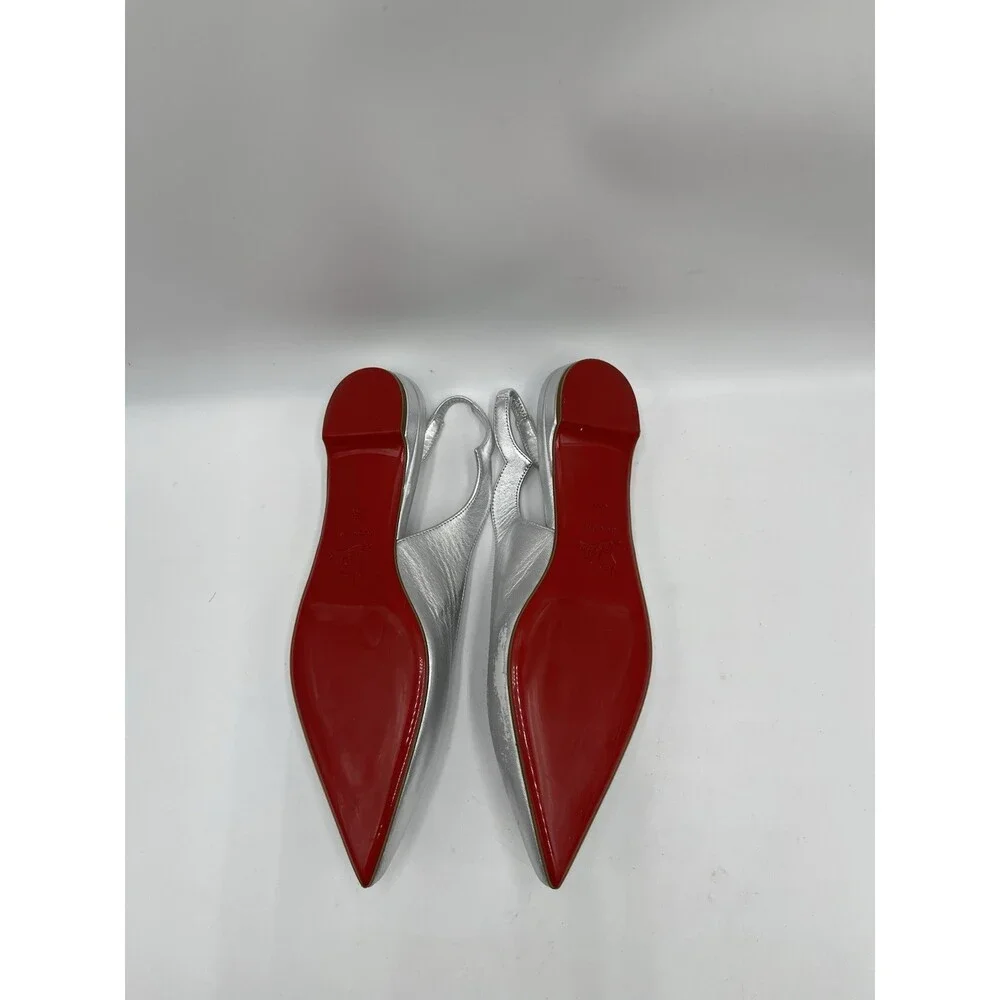 Christian Louboutin Hot Chickita sling metallic scallop flat shoes sandals 35.5 - Picture 6 of 7